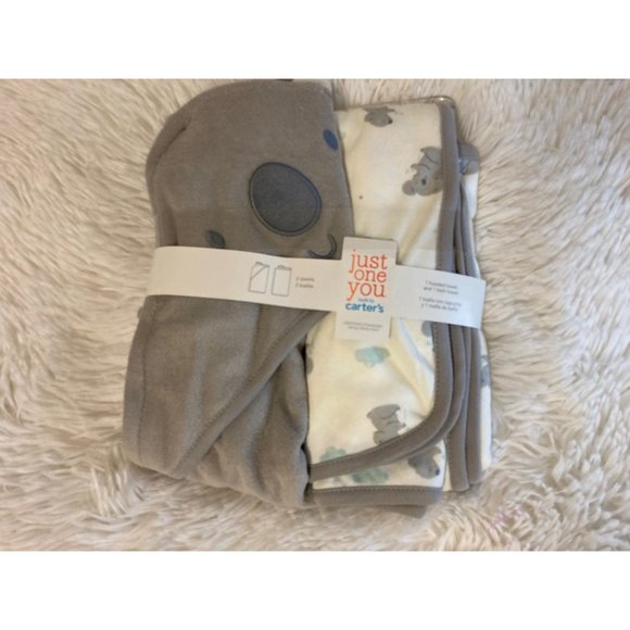 Just One You - Made By Carter's Baby 2pk Koala Bath Towel Set - Gray/White - Picture 1 of 5